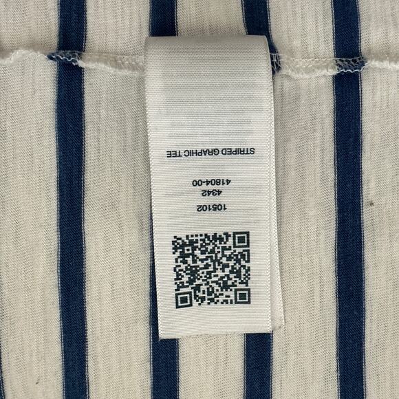 True Religion Beige Men's Graphic Logo T-shirt Blue Striped Size Small - Picture 7 of 7